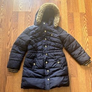 Joules girls winter jacket, size 7, navy blue